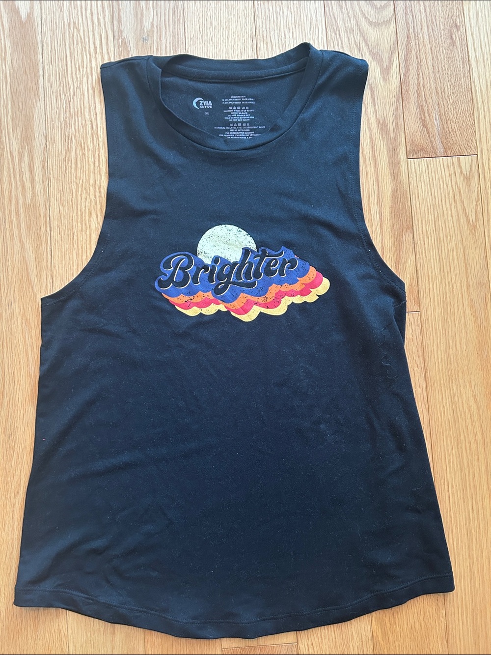 ZYIA Black Tank Top with Multicolor 'Brighter' Graphic